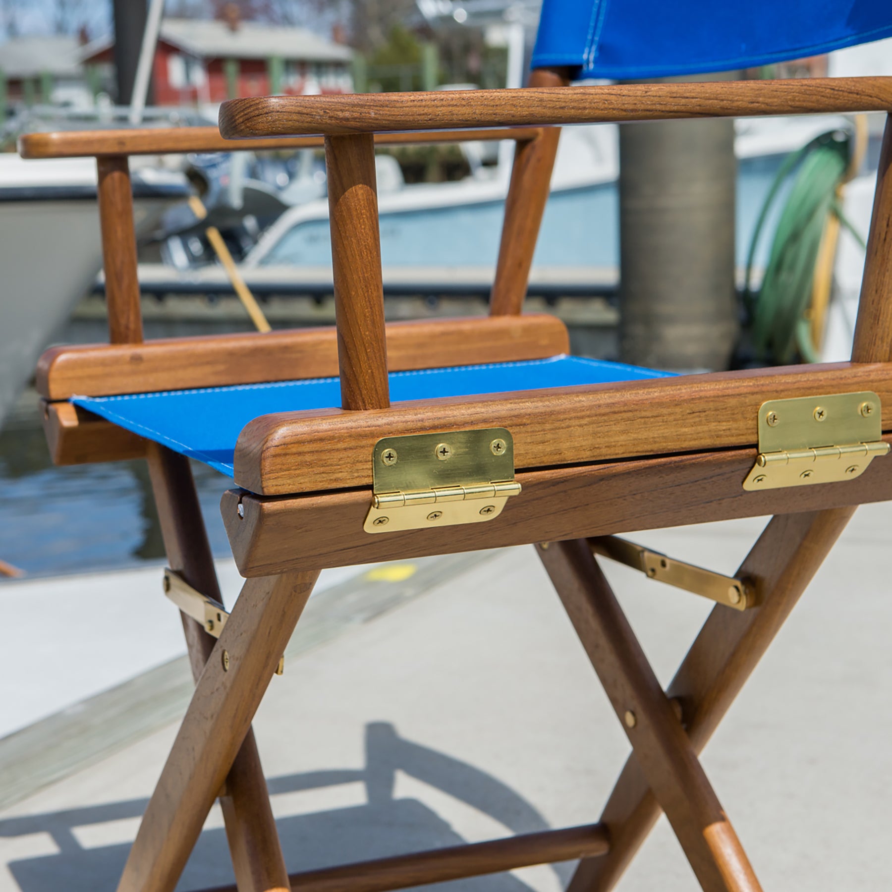 Directors Chair With Pacific Blue SUNBRELLA® Fabric Covers - Oiled Finish - 60041