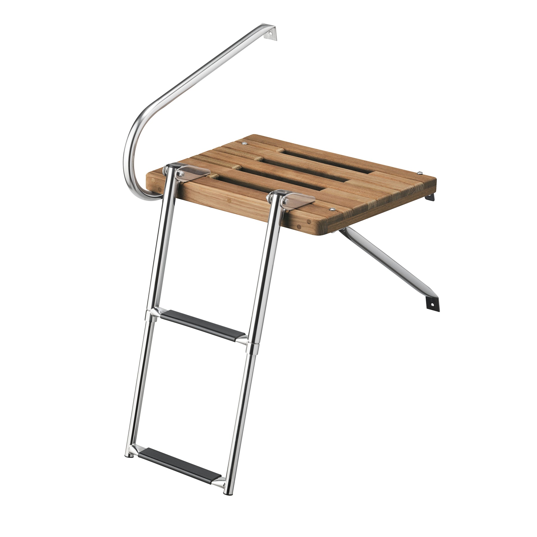Teak Swim Platform w/ 2-Step Telescoping Ladder for Boats w/ Outboard Motors - 68900