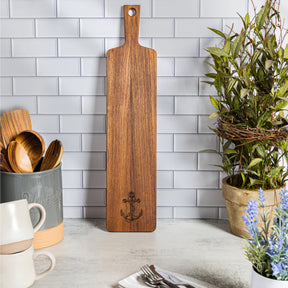 Chef's Collection Teak Appetizer Serving Board - Anchor - 5" x 18" - 60765ANCC