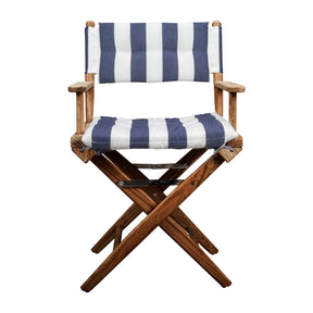 Directors Chair With Navy/White Cushions - Oiled Finish - 61040