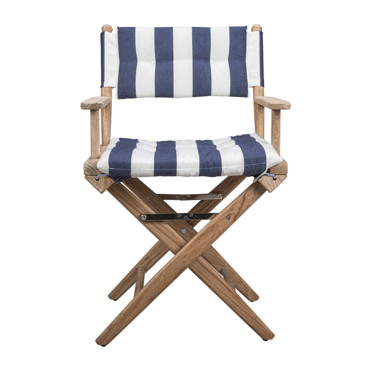 Directors Chair With Navy/White Cushions - Sanded Finish - 61040