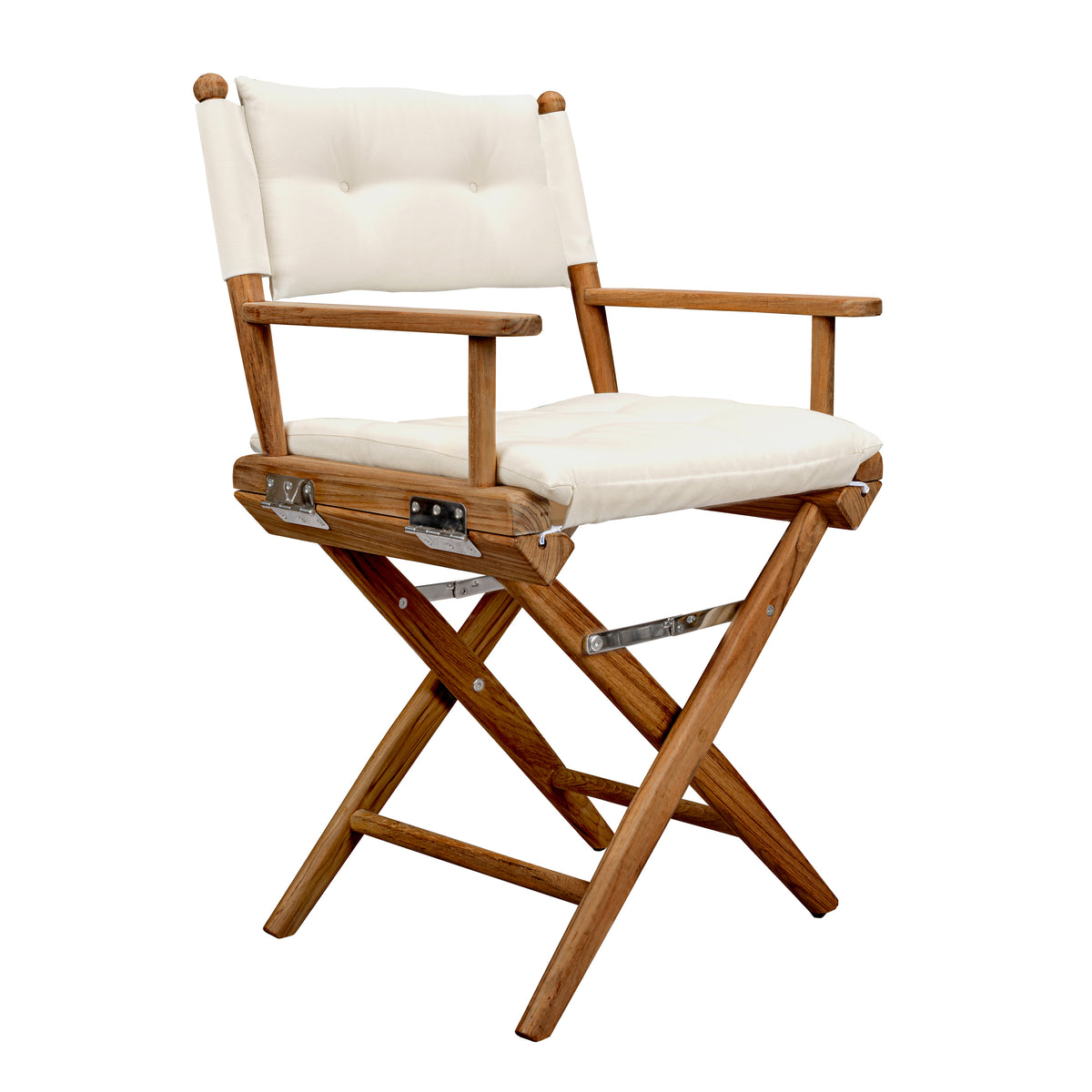 Directors Chair With Creme Cushions - Oiled Finish - 61043