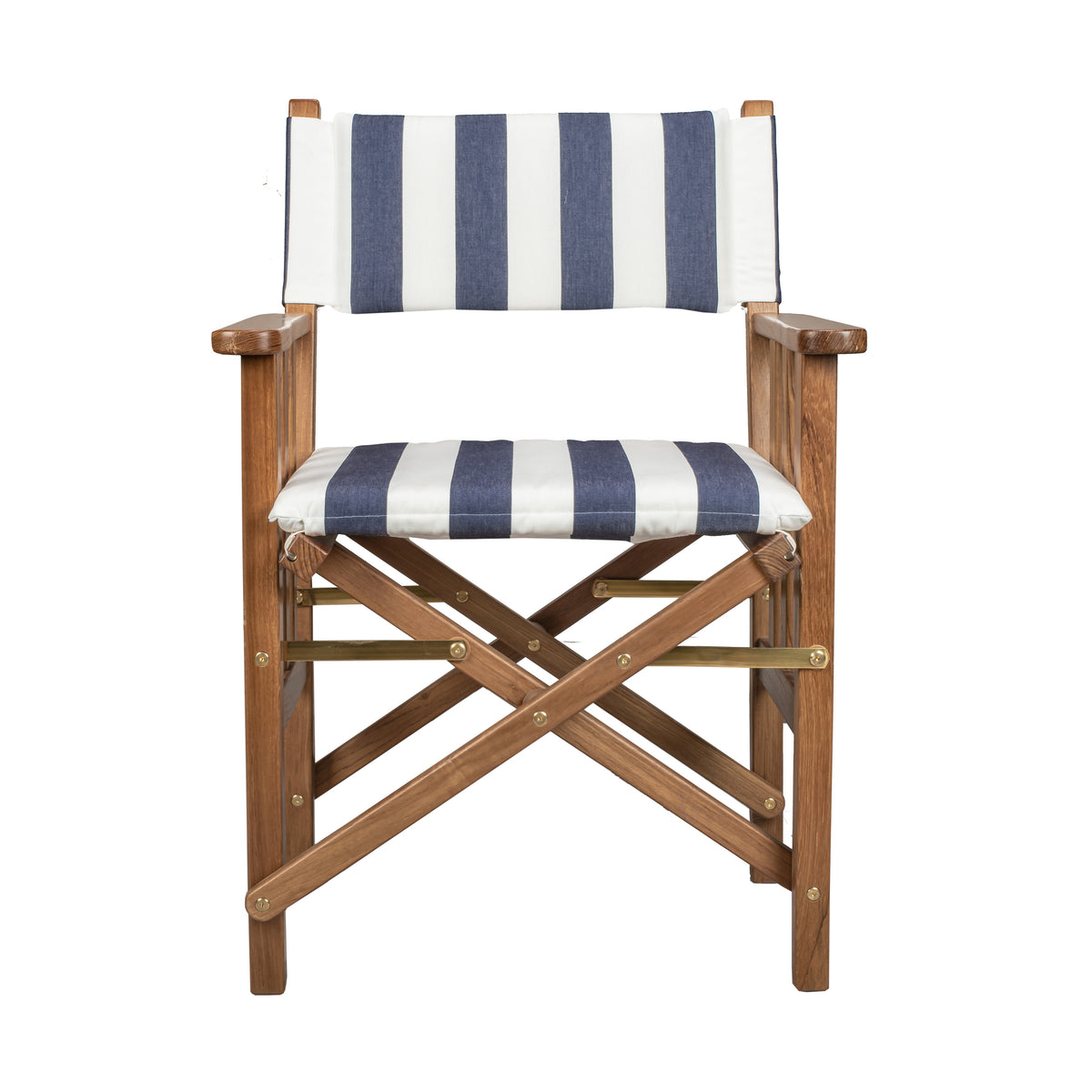 Directors Chair II With Navy/White Cushions - Oiled Finish - 61050