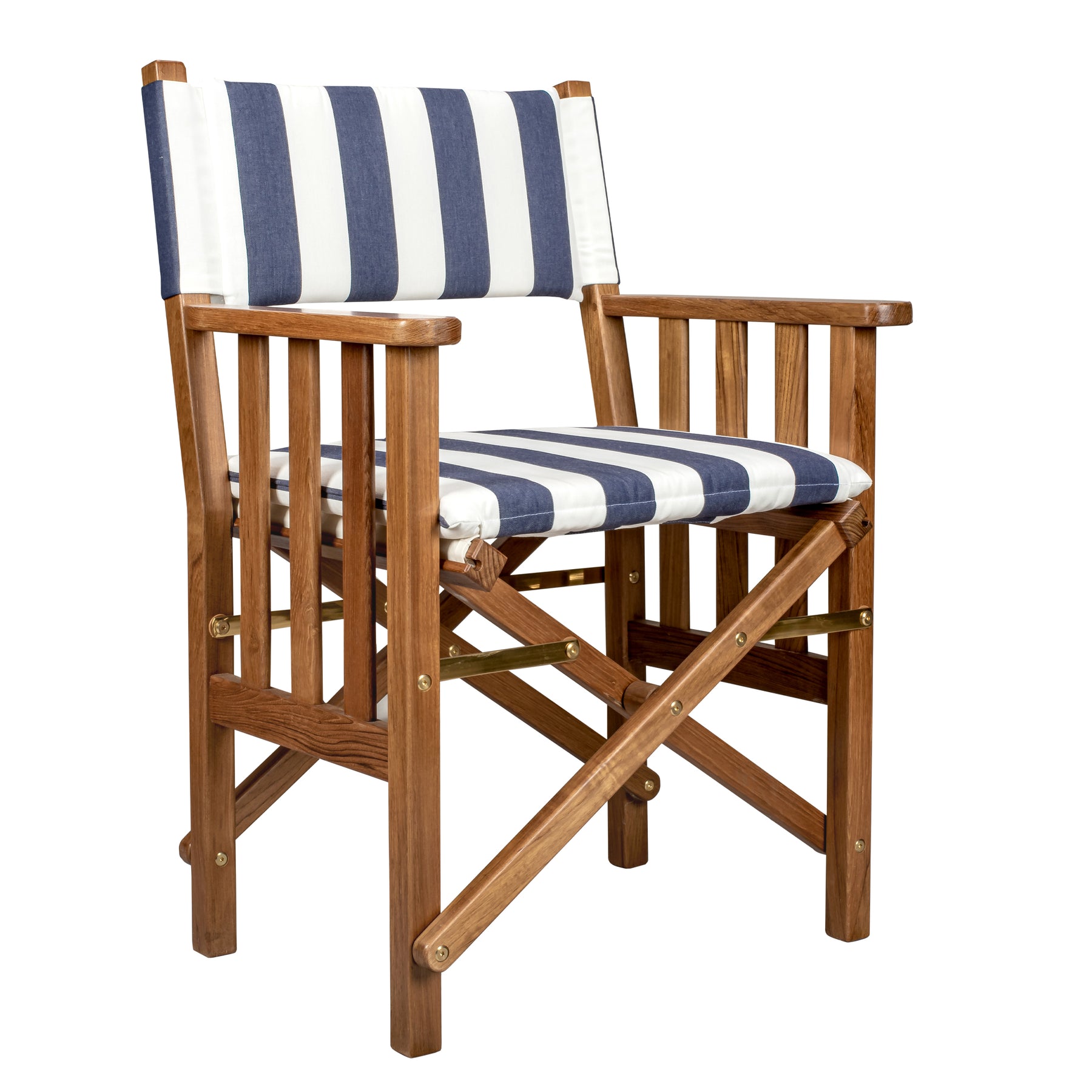 Directors Chair II With Navy/White Cushions - Oiled Finish - 61050