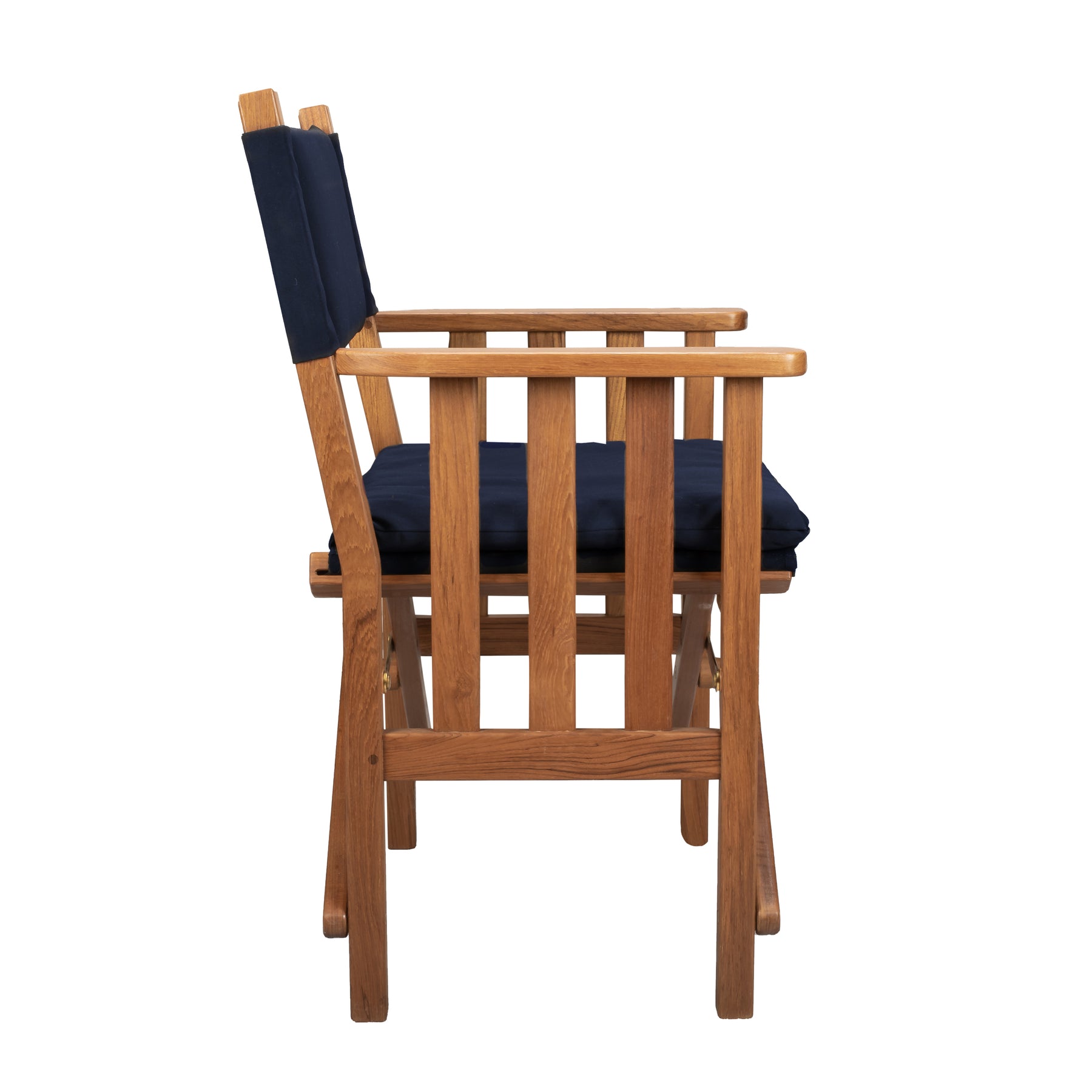 Directors Chair II With Navy Cushions - Oiled Finish - 61052