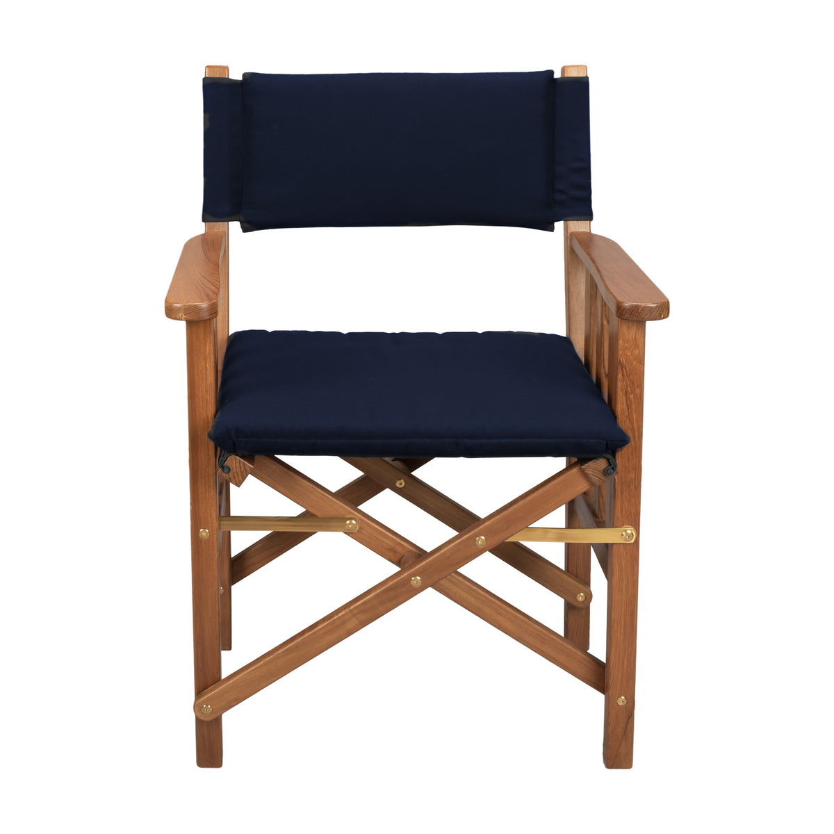Directors Chair II With Navy Cushions - Oiled Finish - 61052